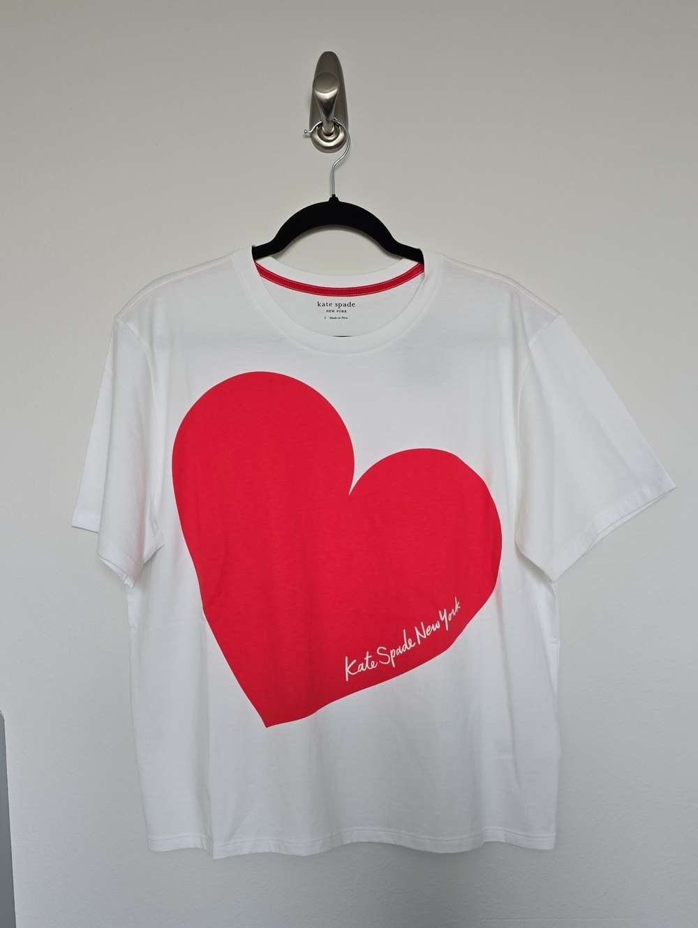 kate spade White Tee with Large Red Heart Graphic